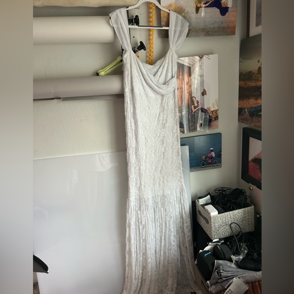 Sew trendy Maternity white gown with stretch lace